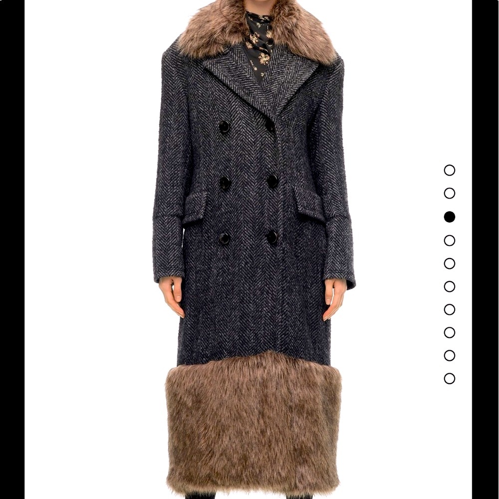 Devine herringbone coat with fur